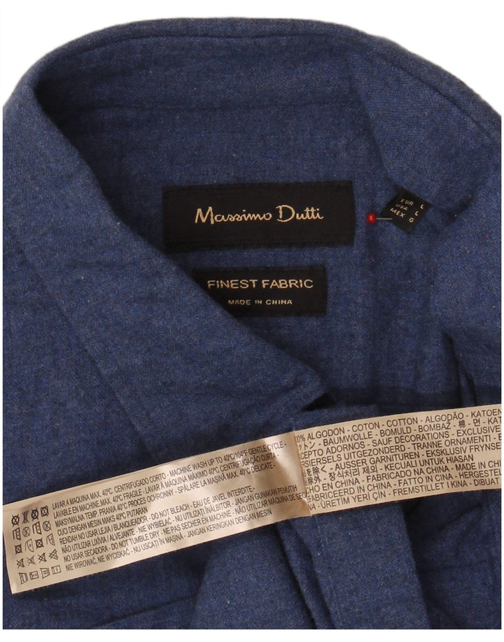 Koszula męska Massimo Dutti, duża, granatowa, bawełniana
