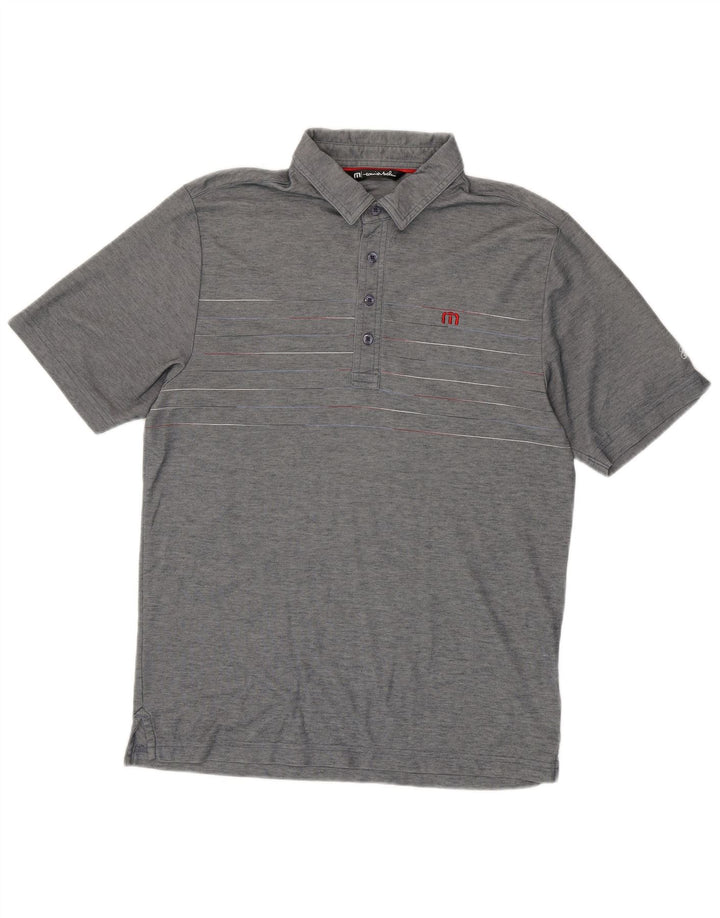 Męska koszulka polo Travis Mathew, bawełniana w średnie szare paski