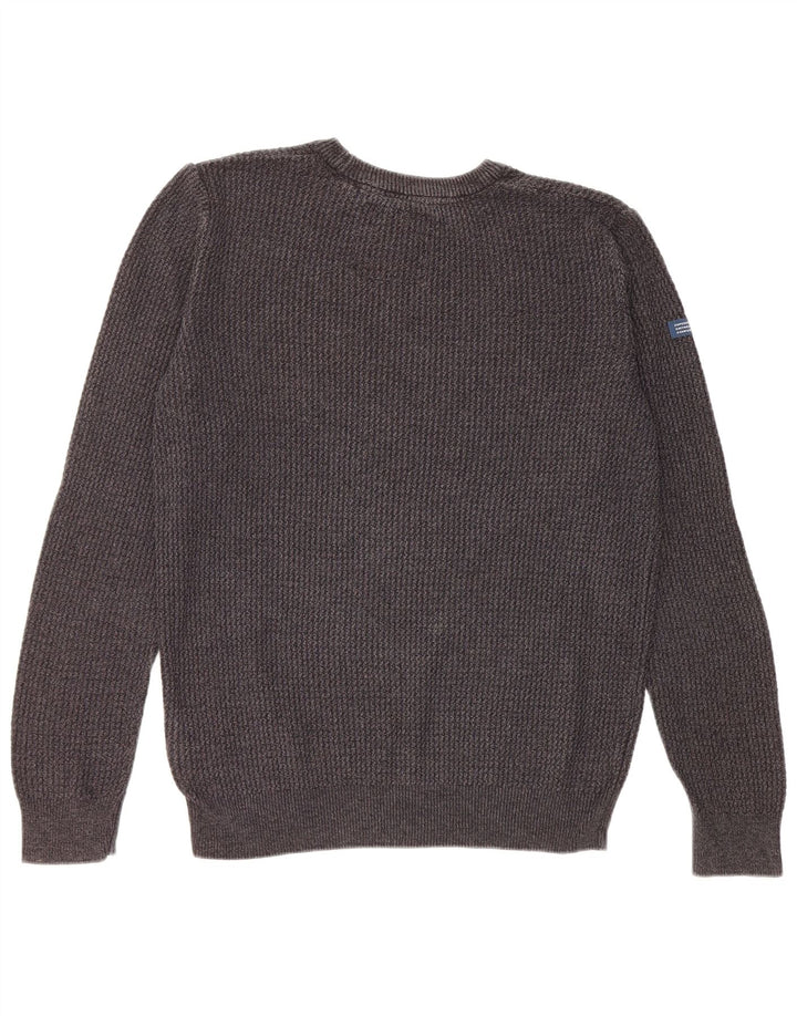 Męski sweter z okrągłym dekoltem Superdry, średnioszary, bawełniany