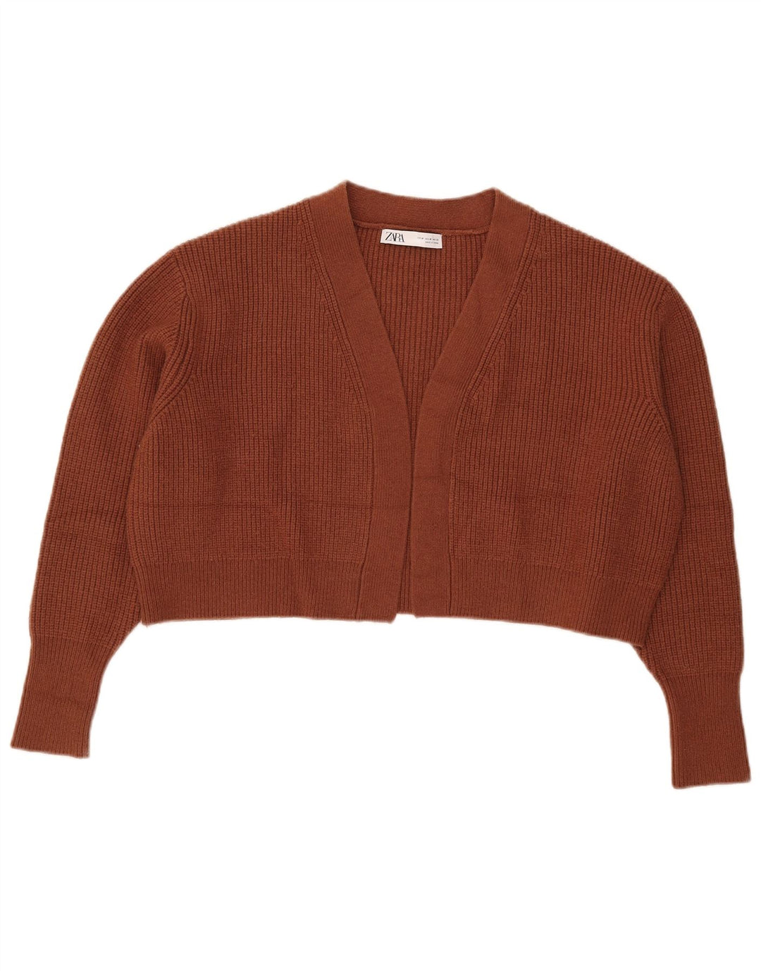 Damski sweter oversize z otwartym kardiganem Zara UK 14, średni brąz