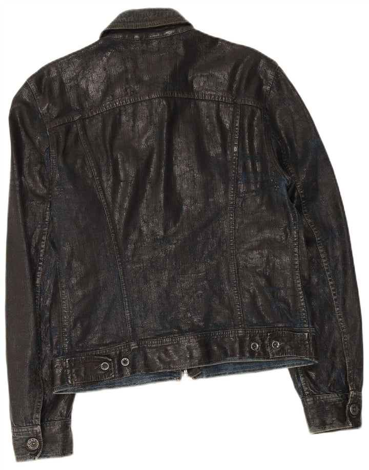 Gas Męska kurtka dżinsowa UK 38 Medium Black Cotton
