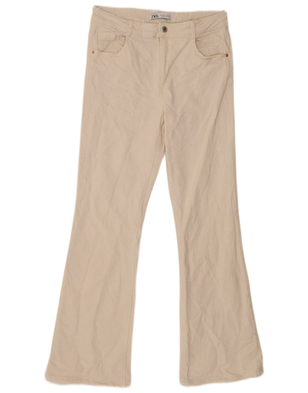 Damskie jeansy rozkloszowane Zara EU 42 Large W32 L31 Beżowa bawełna