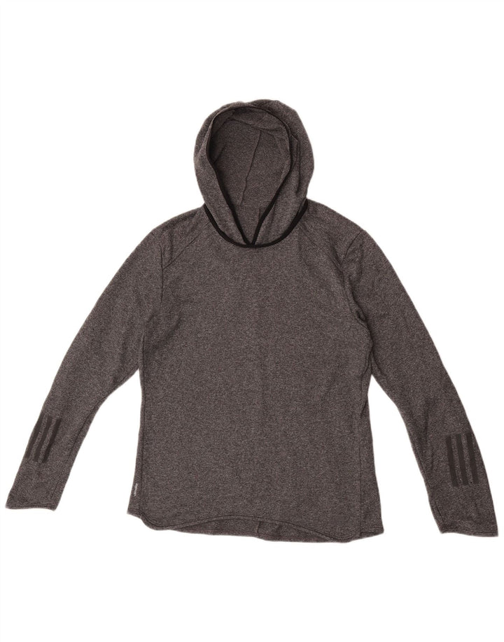 Damska bluza z kapturem Adidas Climalite UK 14 Średni szary, nakrapiany poliester