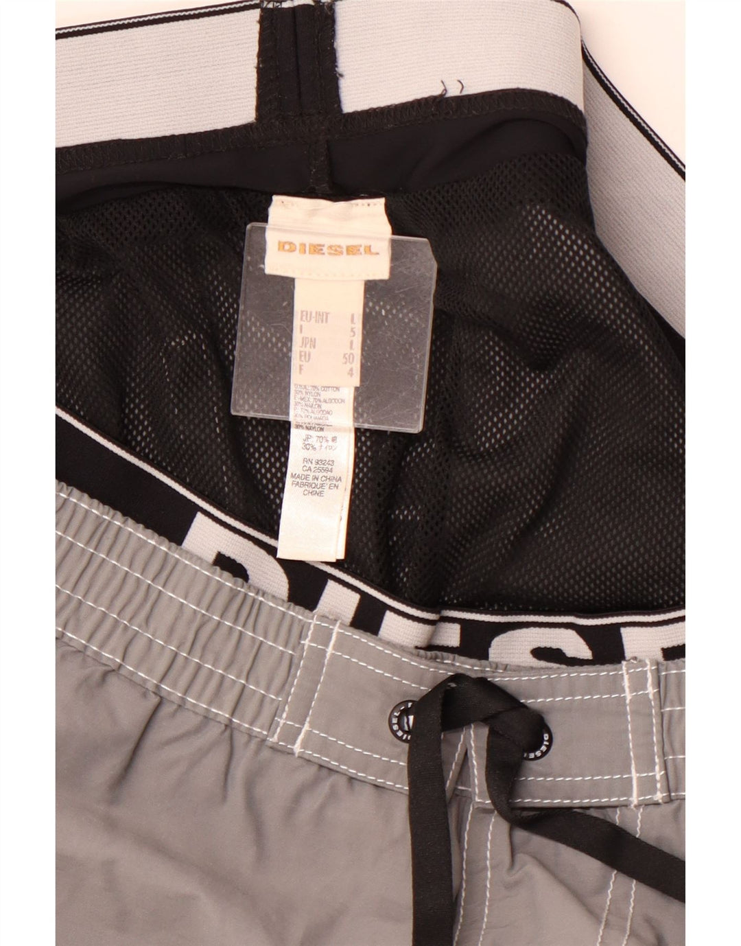 Męskie spodenki kąpielowe DIESEL z grafiką, duże, szare, bawełniane