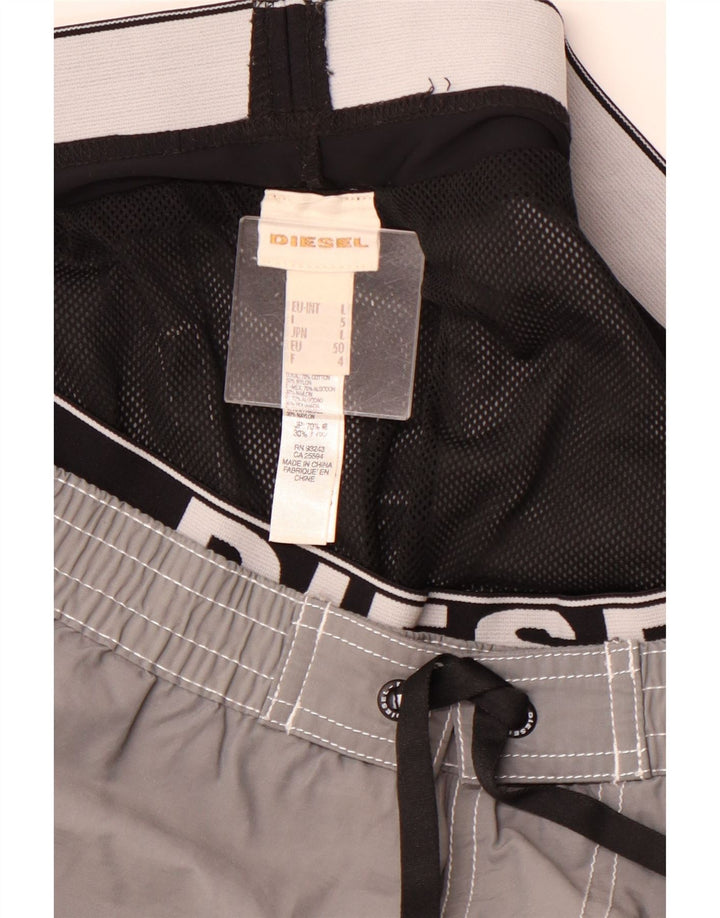 Męskie spodenki kąpielowe DIESEL z grafiką, duże, szare, bawełniane