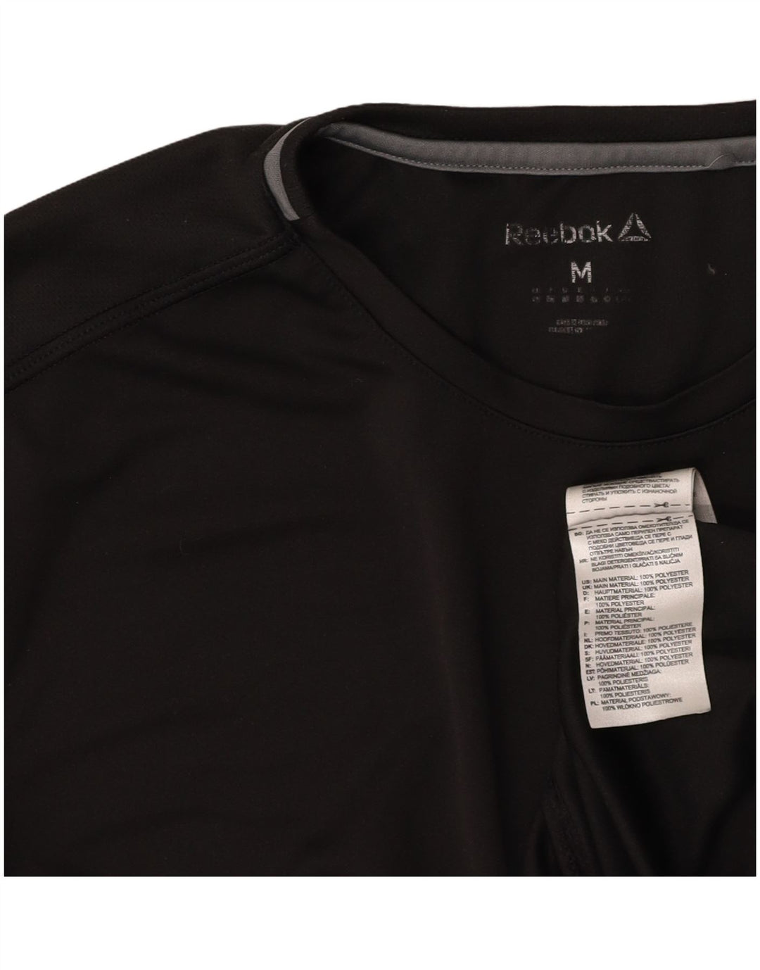 T-shirt damski REEBOK Top UK 14, średni czarny poliester z blokami kolorów