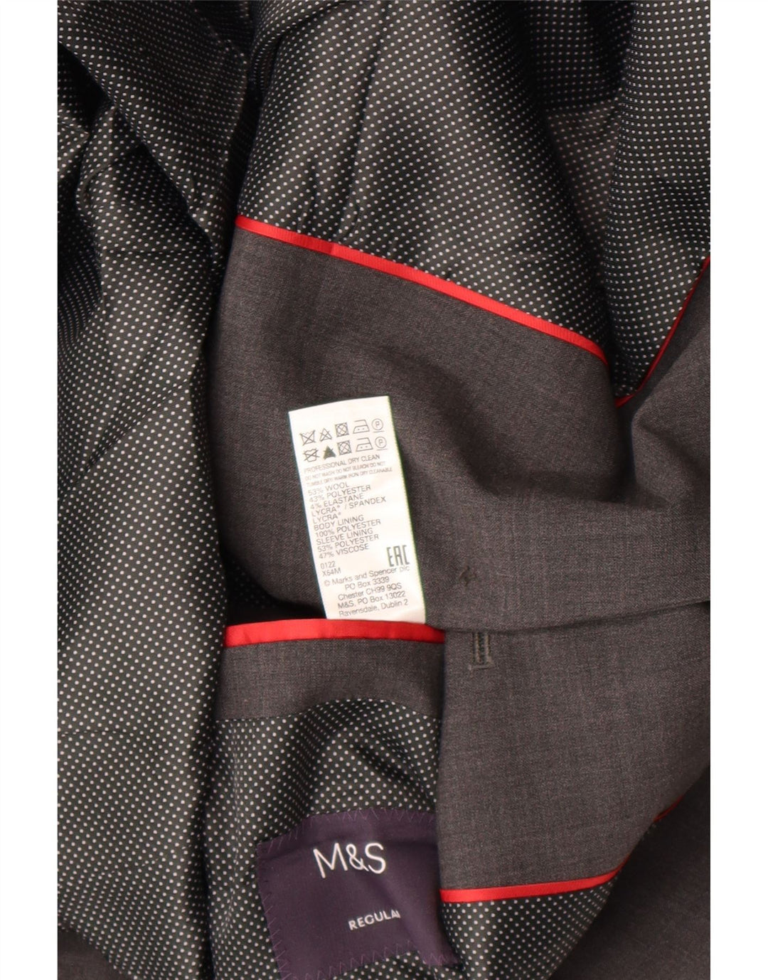 Marks & Spencer Męska marynarka zapinana na 2 guziki UK 44 XL, szara wełniana kratka