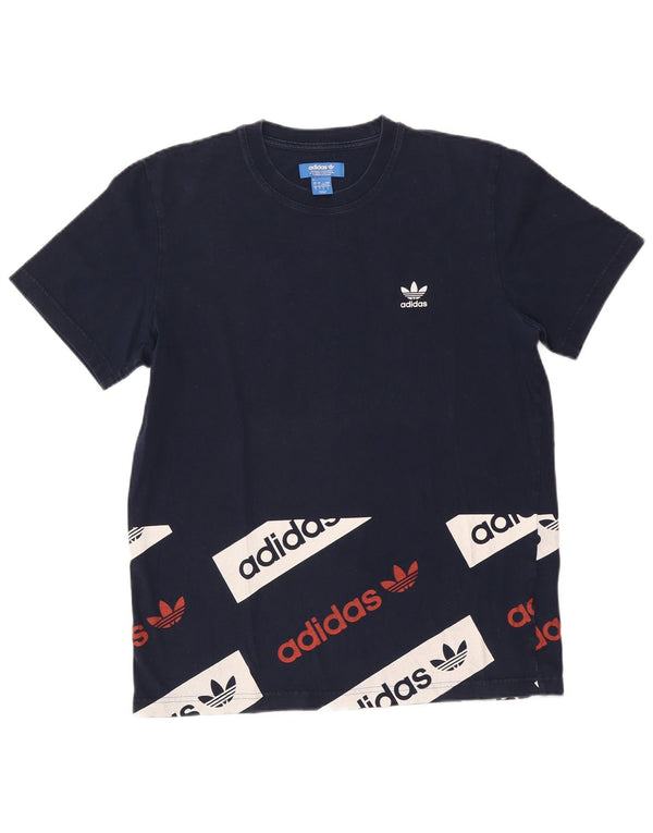 Męska koszulka z grafiką Adidas, duża, granatowa, bawełniana