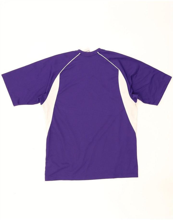 Adidas Męski T-shirt Top Mały Fioletowy Poliester z blokami kolorów