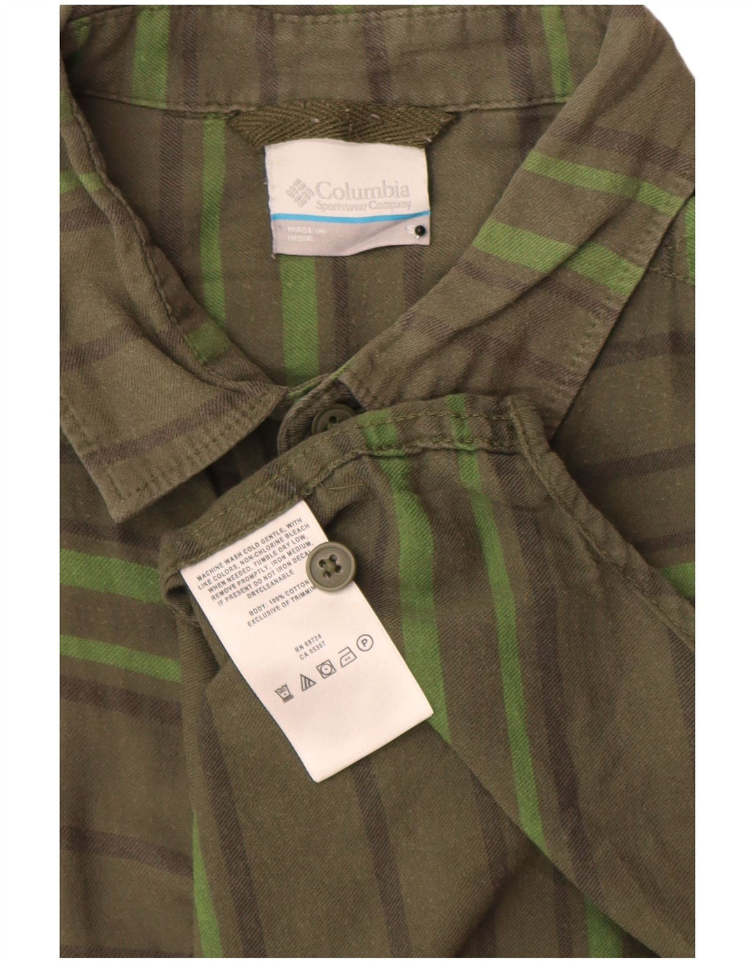 Męska koszula flanelowa Columbia, mała, bawełniana w paski khaki