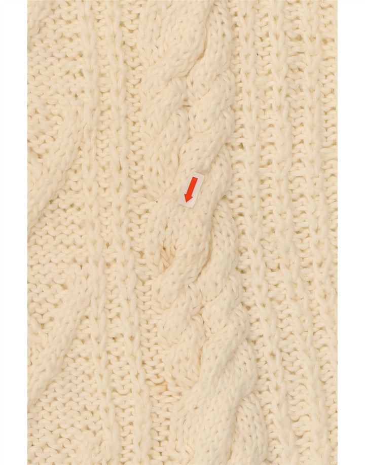 Sweter damski VINTAGE z golfem UK 16, duży w kolorze złamanej bieli