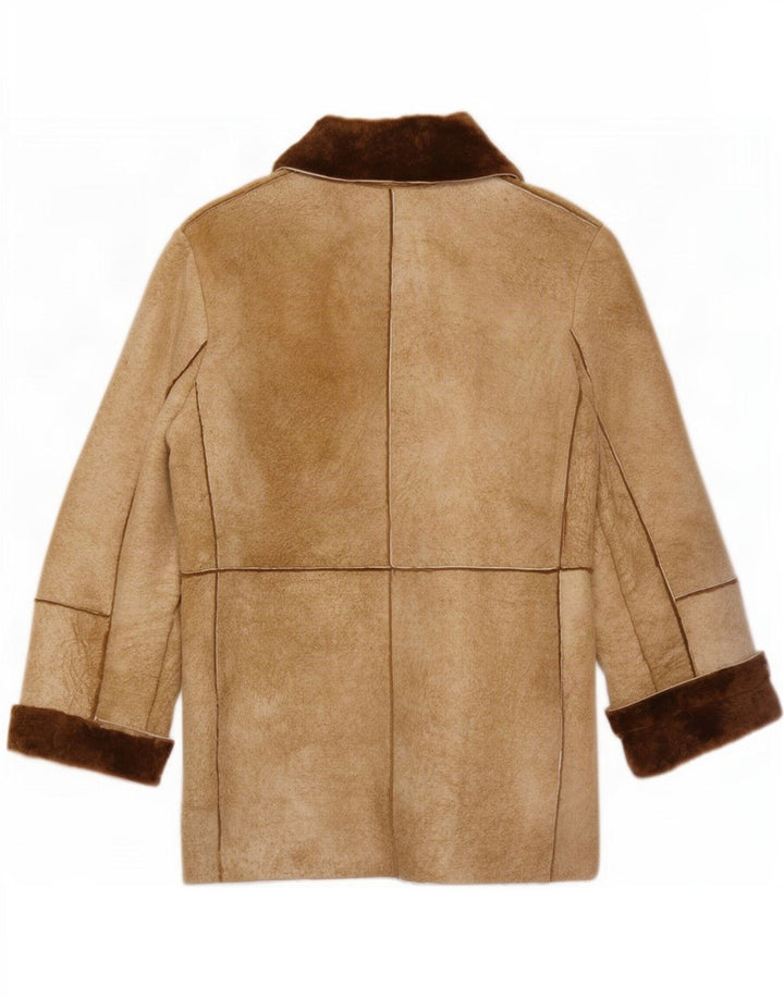 Vintage damska kurtka shearling UK 14 średni brąz