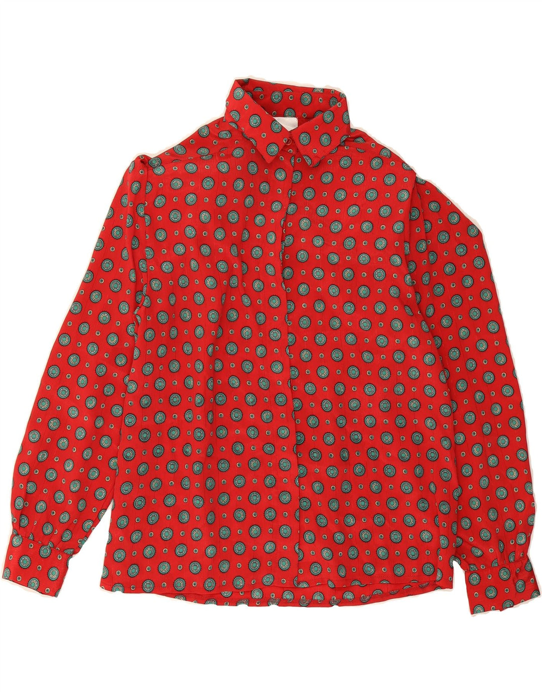 VINTAGE Womens Shirt Blouse UK 16 Large Red Geometric Polyester Vintage Vintage and Second-Hand Vintage from Messina Hembry 