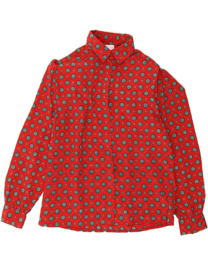 VINTAGE Womens Shirt Blouse UK 16 Large Red Geometric Polyester Vintage Vintage and Second-Hand Vintage from Messina Hembry 