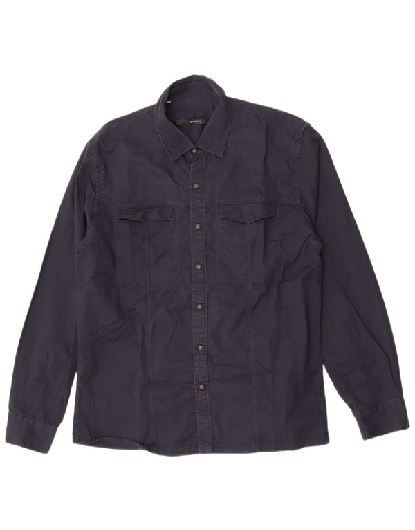 Koszula męska w stylu western 2XL, granatowa, bawełniana