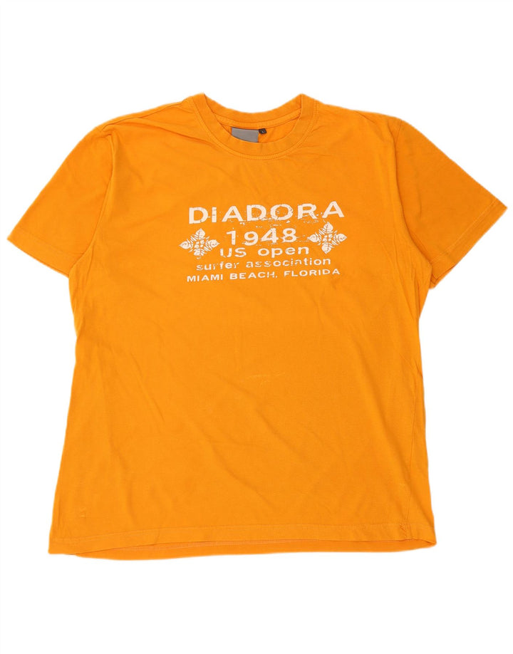 Męski T-shirt z grafiką DIADORA, duży, pomarańczowy, bawełniany
