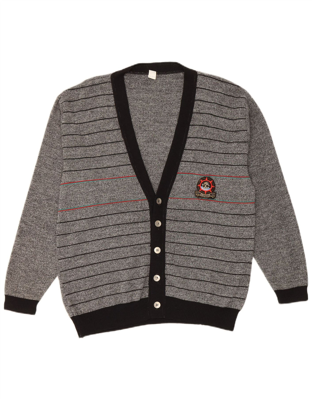 Vintage męski sweter kardigan IT 50 w średnie szare paski