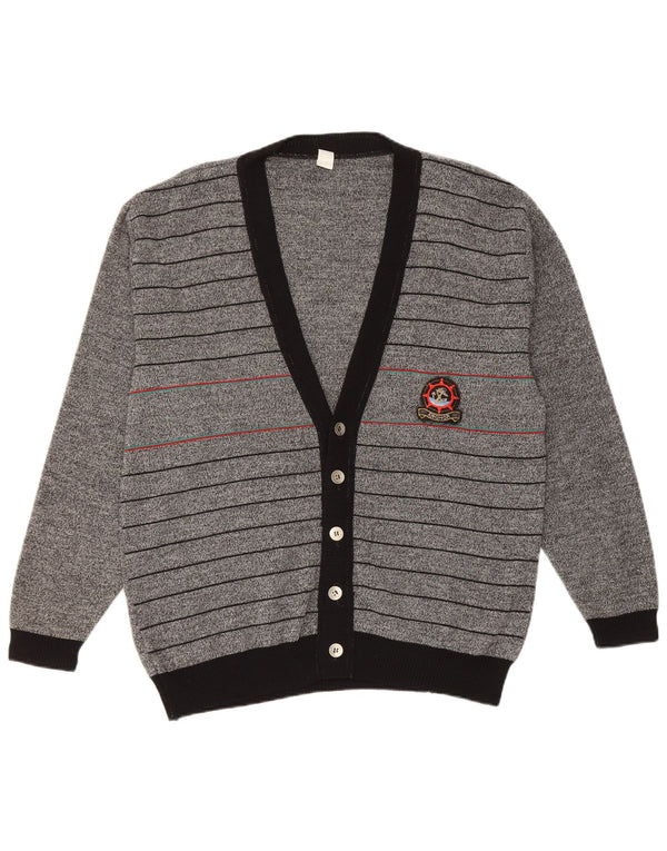 Vintage męski sweter kardigan IT 50 w średnie szare paski