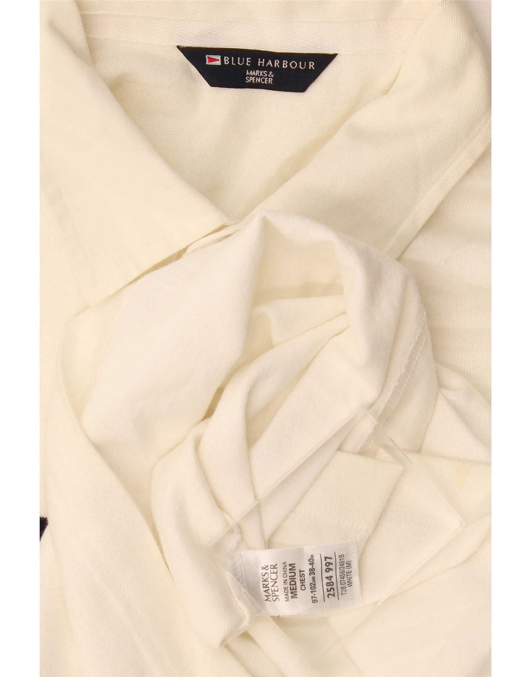 Męska niebieska koszulka polo Marks & Spencer Harbor w średnie białe paski
