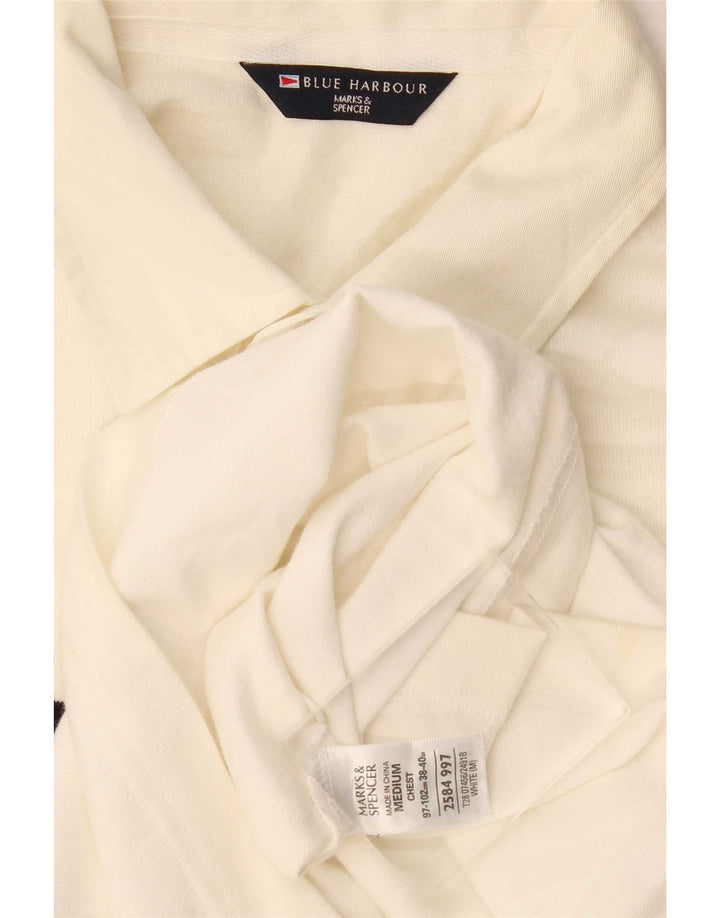 Męska niebieska koszulka polo Marks & Spencer Harbor w średnie białe paski