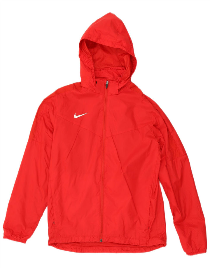 Chłopięca kurtka przeciwdeszczowa z kapturem Nike na 12-13 lat, duża, czerwona, nylonowa