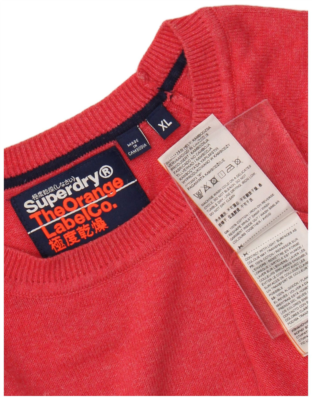 SUPERDRY Męski sweter z okrągłym dekoltem XL, czerwony, bawełniany