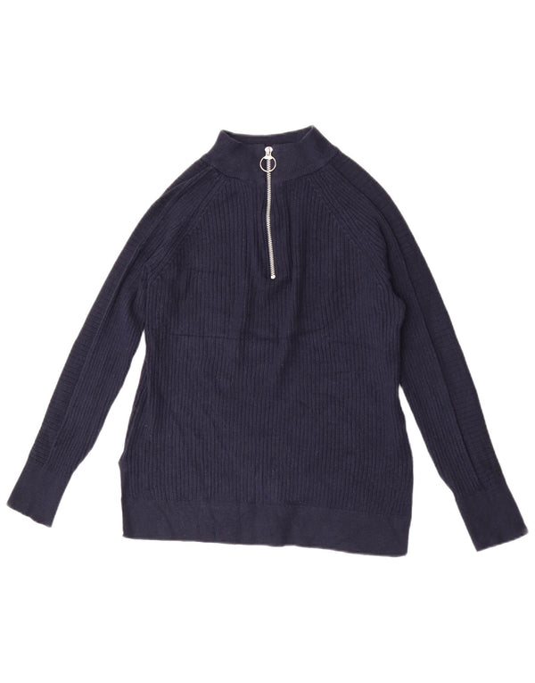 Marks & Spencer Damski sweter z zamkiem błyskawicznym UK 10, mały, granatowy