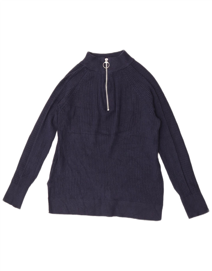 Marks & Spencer Damski sweter z zamkiem błyskawicznym UK 10, mały, granatowy