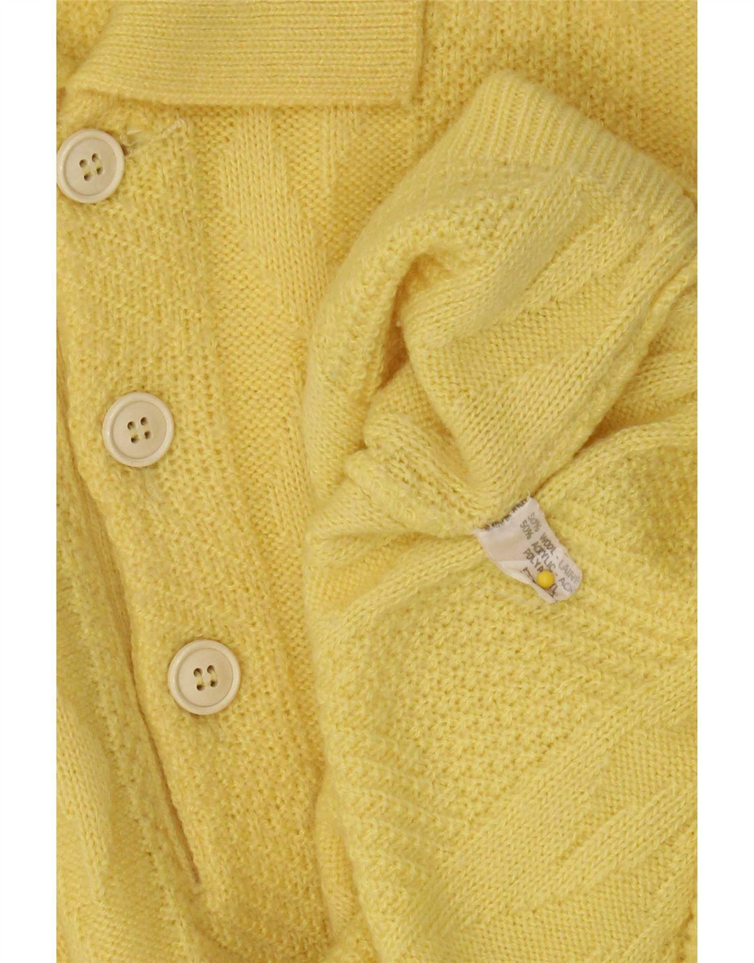Vintage męski sweter polo, duży, żółty, wełniany