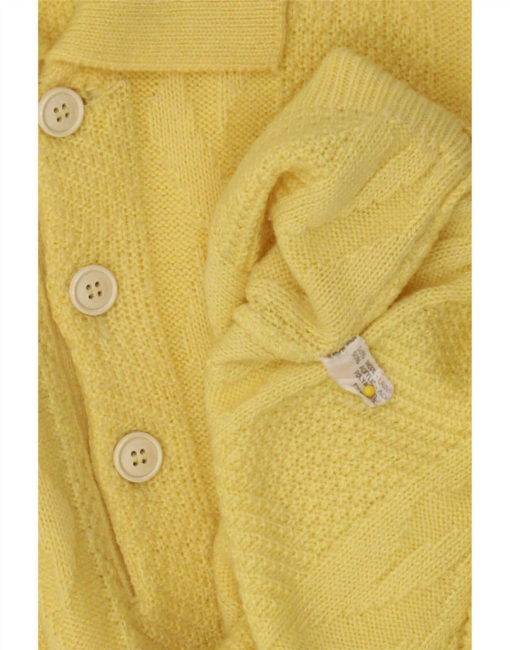Vintage męski sweter polo, duży, żółty, wełniany
