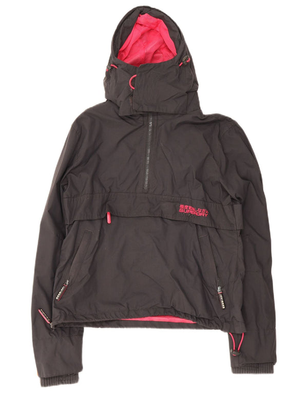 Superdry Womens The Windcagoule Hooded Windbreaker Jacket UK 16 Large Grey