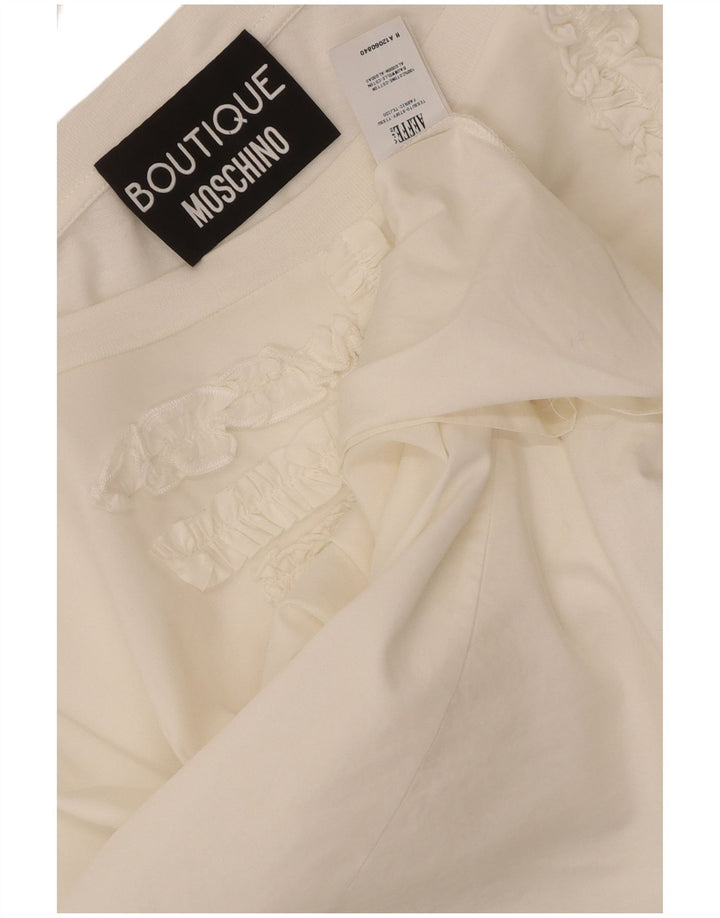 Damska bluzka oversize Moschino UK 20 2XL Biała bawełna