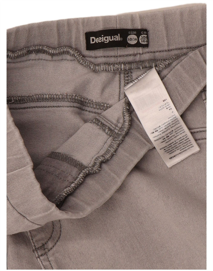 DESIGUAL Dziewczęce jeansy Jegging z grafiką 13-14 lat W26 L24 Szara bawełna