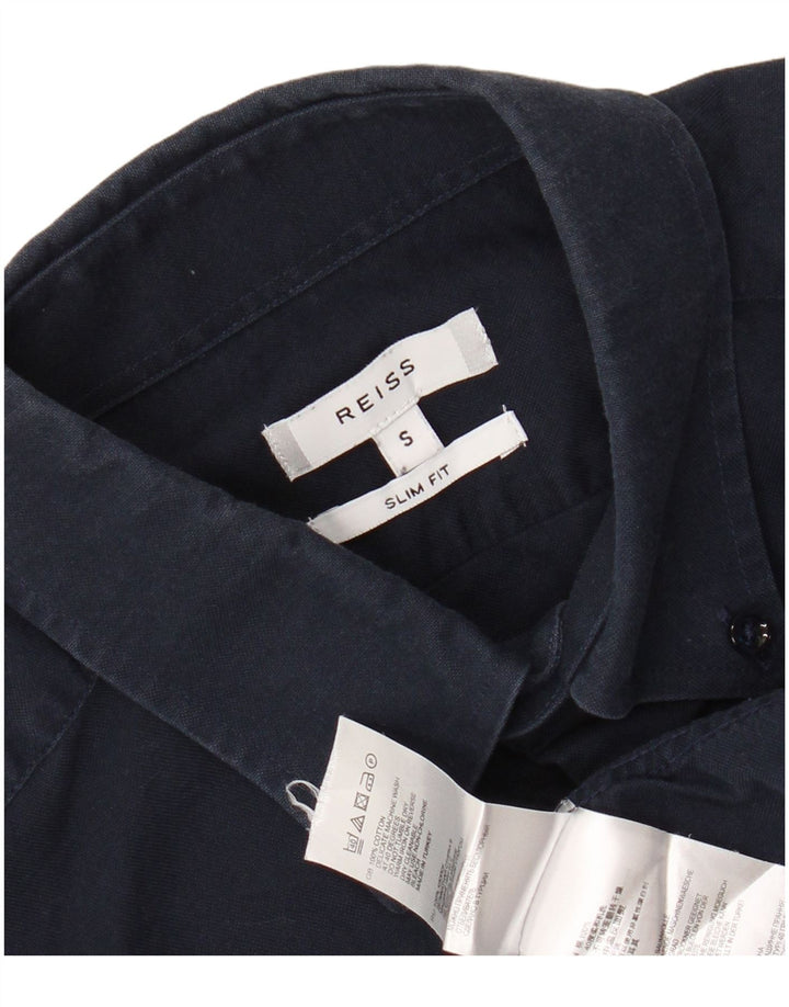 Koszula męska slim fit REISS, mała, granatowa, bawełniana