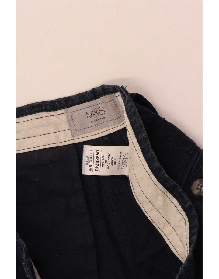 Marks & Spencer Męskie spodenki Chino W30 Średni granatowy lniany