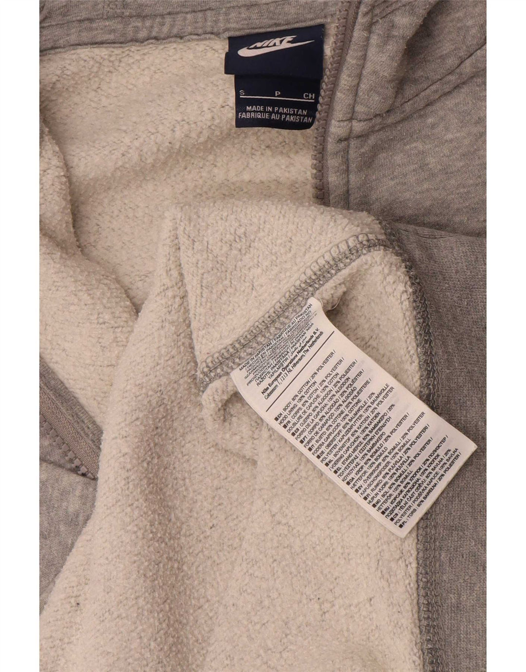 Męski sweter z kapturem i zamkiem błyskawicznym Nike, mały, szary, z bawełny w cętki