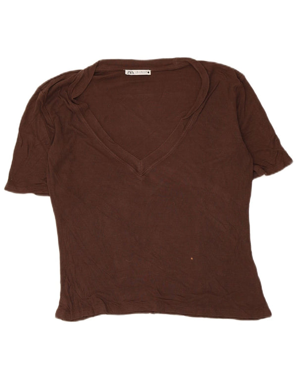 T-shirt damski Zara Top UK 12 Średni brąz