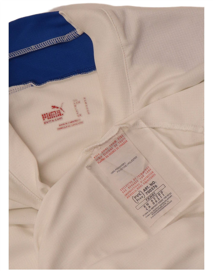 Męska koszulka Puma Top, mała, biała, z blokami kolorów, poliestrowa