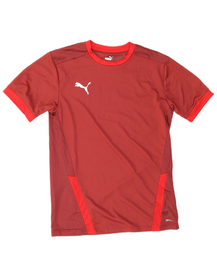T-shirt męski Puma Top, średni, bordowy poliester z blokami kolorów