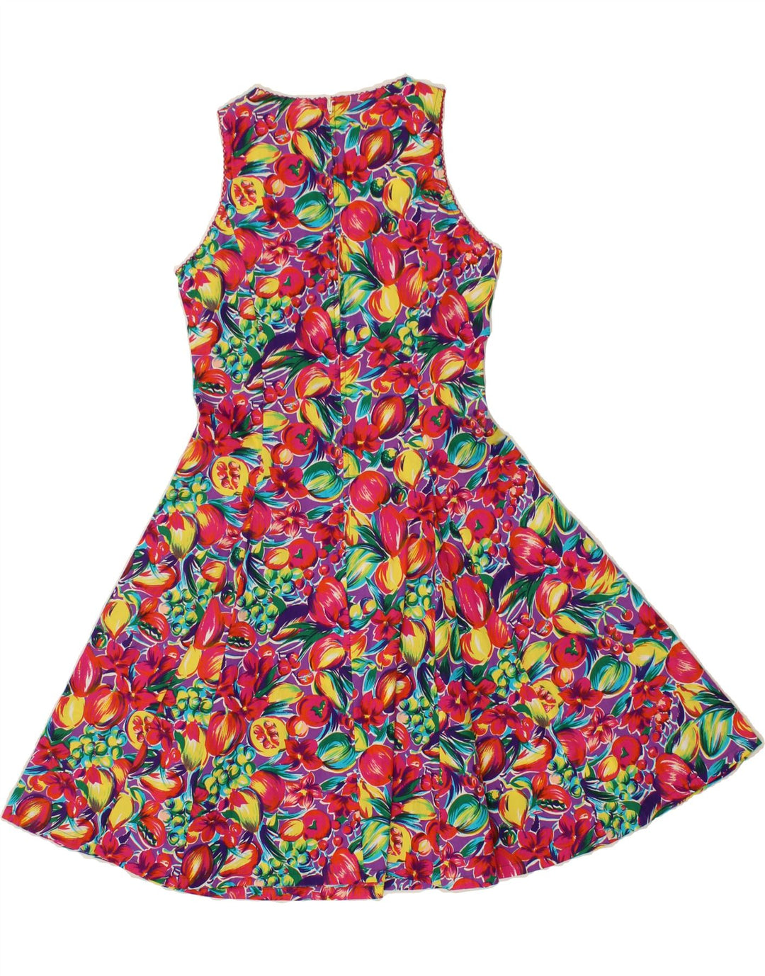 VINTAGE Womens Sleeveless A-Line Dress IT 42 Medium Multicoloured Floral Vintage Vintage and Second-Hand Vintage from Messina Hembry 
