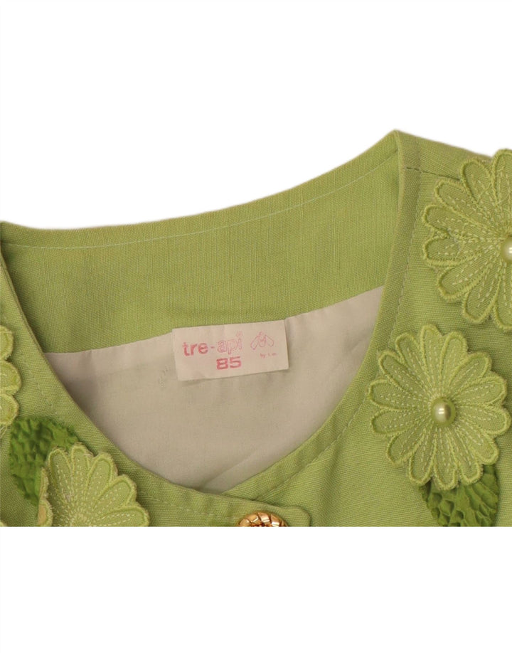 VINTAGE Womens 4 Button Blazer Jacket UK 10 Small Green Floral Vintage Vintage and Second-Hand Vintage from Messina Hembry 