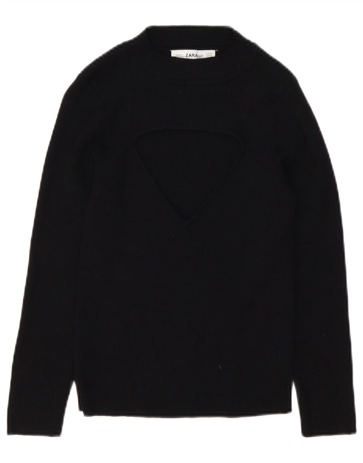 Sweter damski Zara z okrągłym dekoltem UK 10, mały czarny