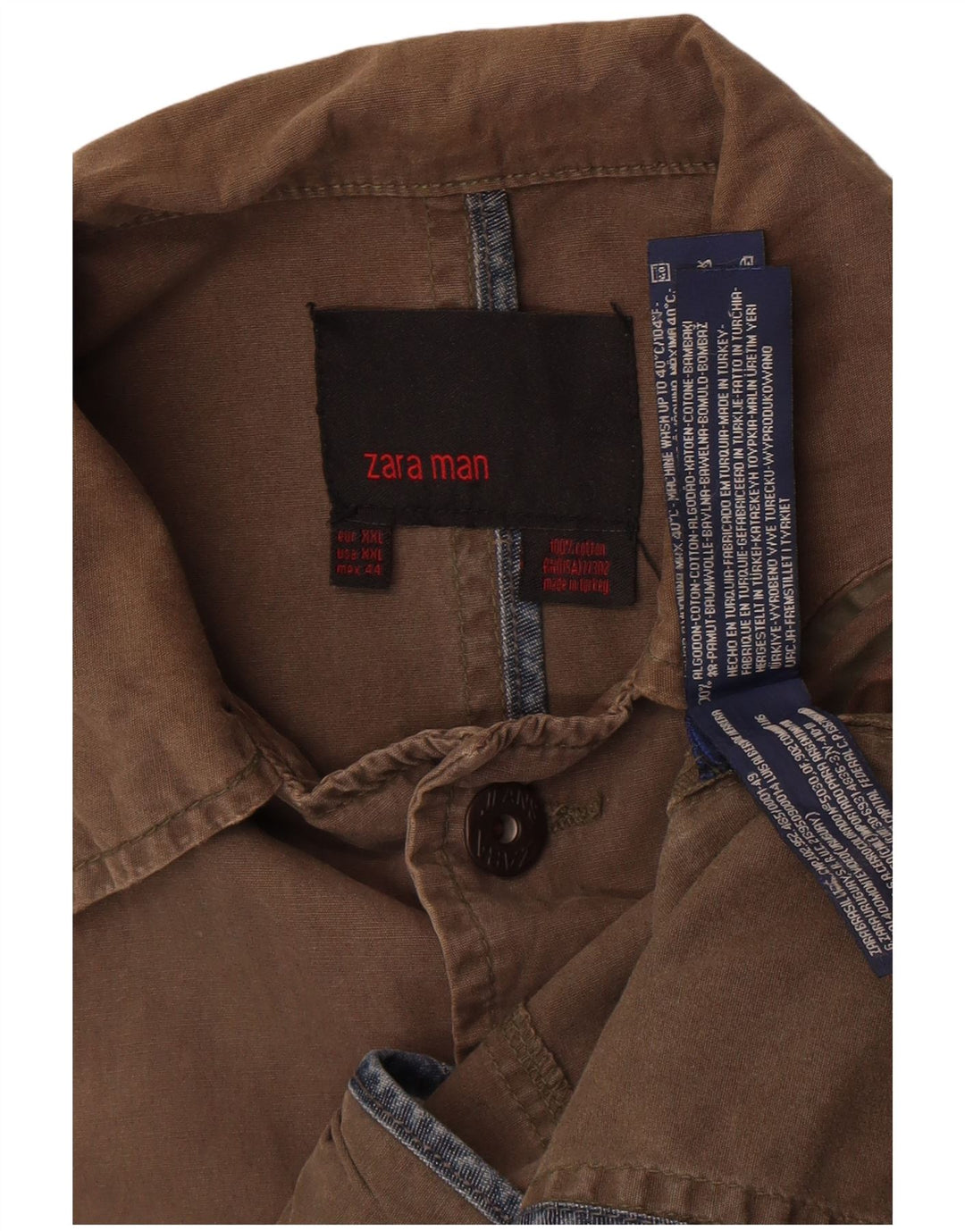 Męska kurtka wojskowa Zara UK 44 2XL brązowa bawełniana
