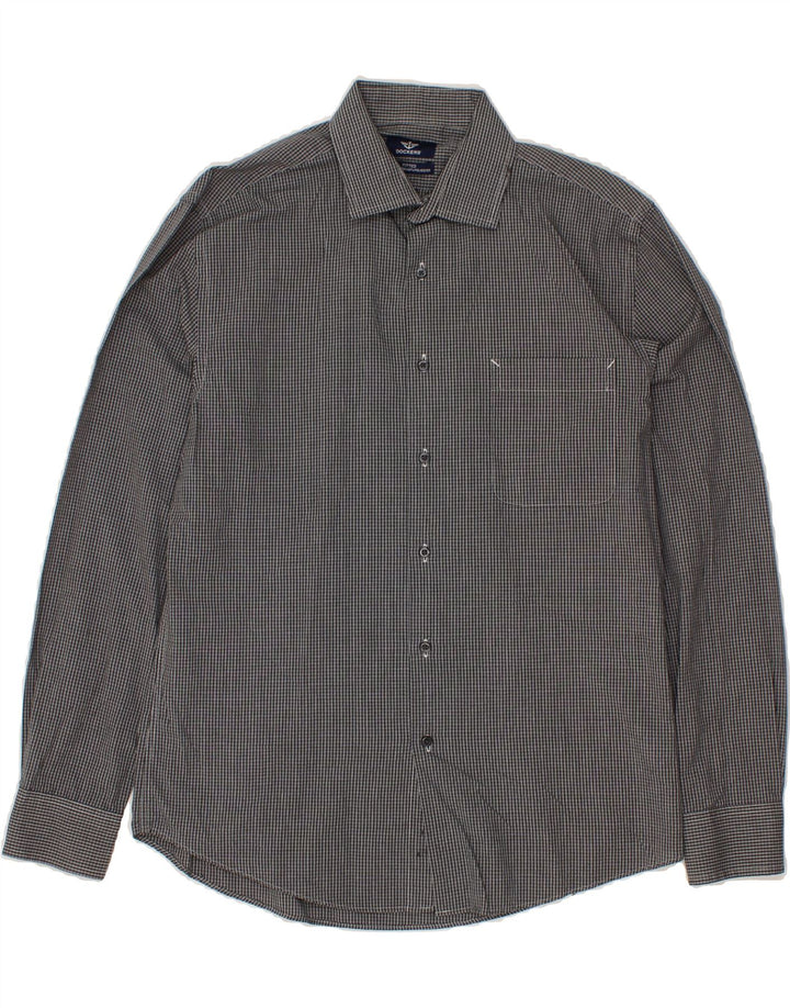 DOCKERS Mens Fitted Shirt Size 15 15 1/2 Medium Grey Check Cotton Vintage Dockers and Second-Hand Dockers from Messina Hembry 