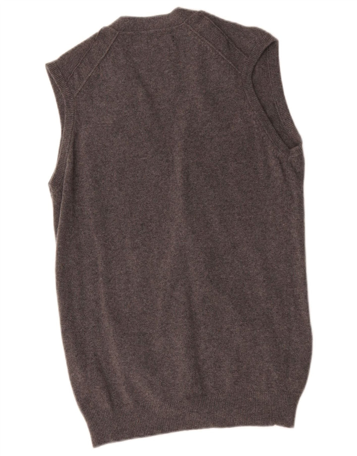 Męski sweter rozpinany Massimo Dutti bez rękawów, średnioszary, wełniany