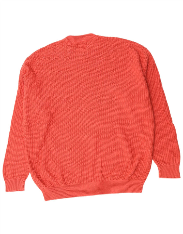 Męski sweter Zara z okrągłym dekoltem, średnio czerwony, bawełniany