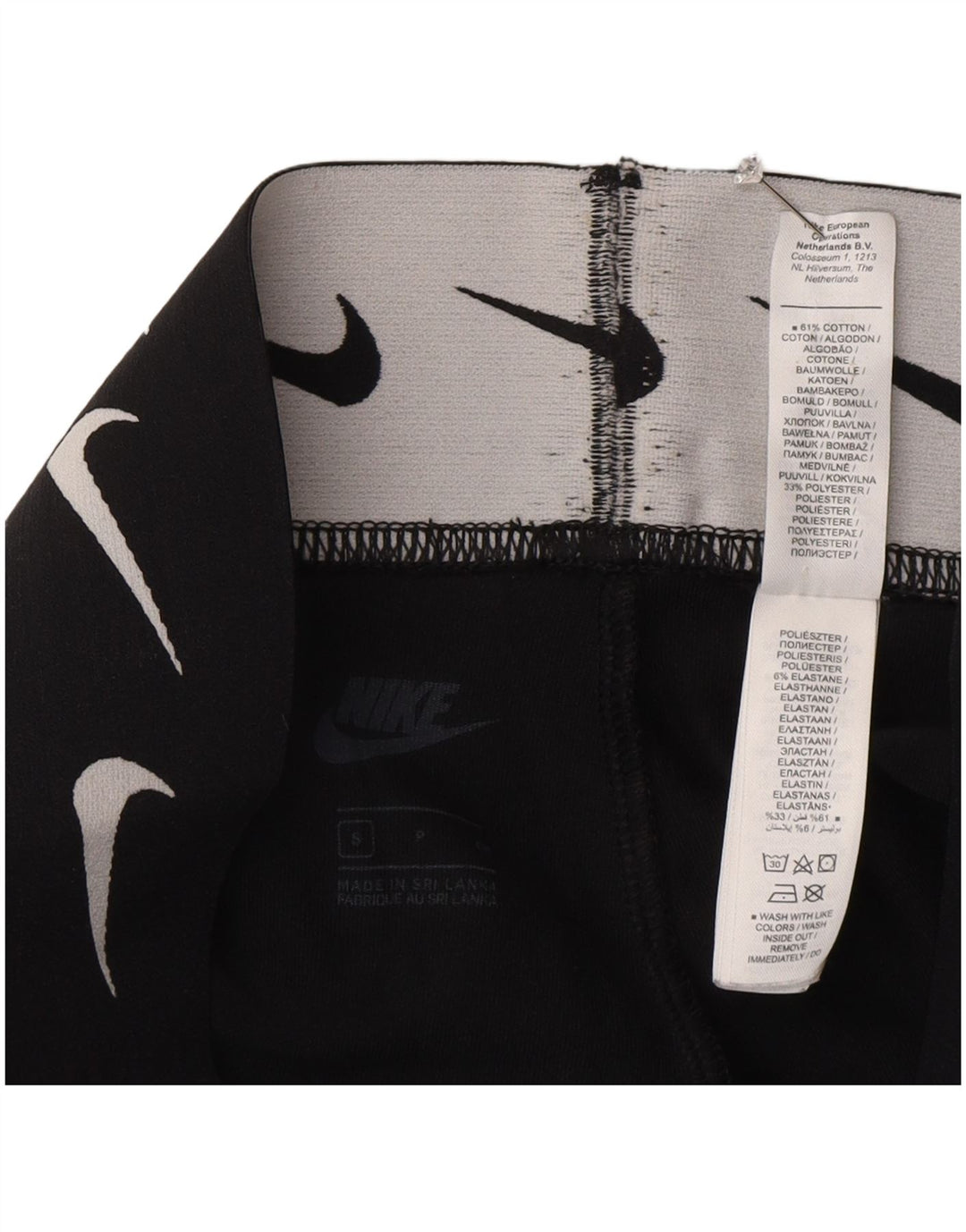 Damskie legginsy Nike Graphic UK 10, małe, czarne, bawełniane