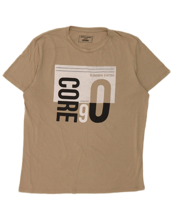 T-shirt męski Jack & Jones Core o regularnym kroju z grafiką, top XL, beżowa bawełna