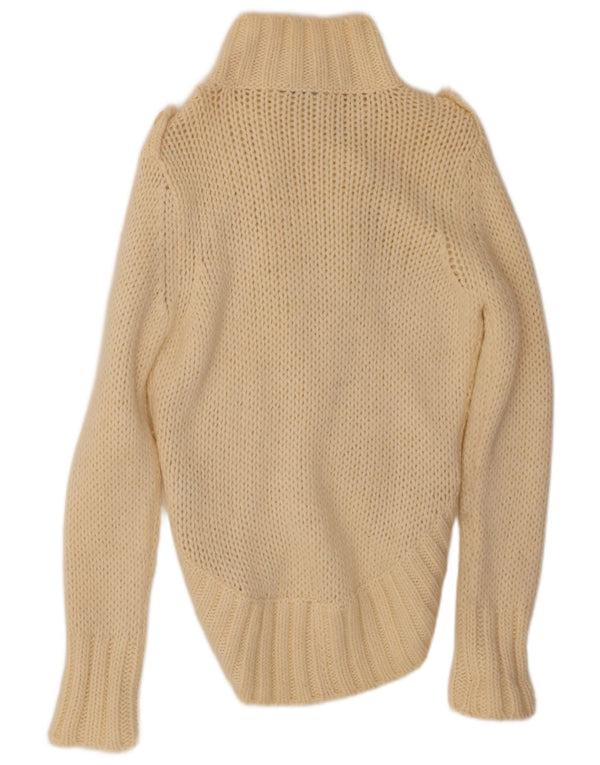 ZAMKNIĘTY Sweter damski kardigan UK 14, duży, wełniany w kolorze złamanej bieli