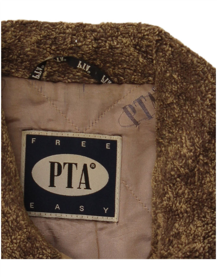 Dwurzędowy damski płaszcz skórzany VINTAGE UK 6 XS w kolorze brązowym